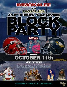 Immokalee vs Naples Aftergame Block Party flyer